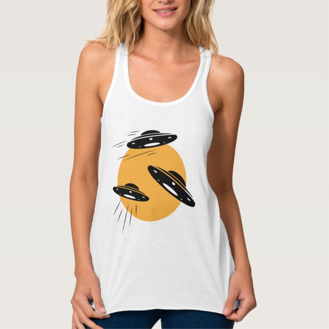 Cool Retro UFO Invasion Tank Top (Front)