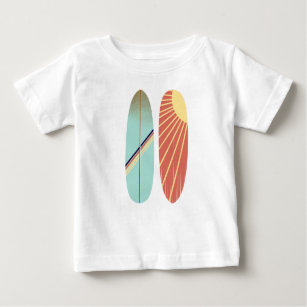 Cool Retro Vintage Blue and Red Surfboard  Baby T-Shirt
