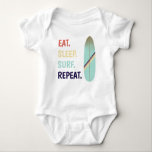 Cool Retro Vintage Blue Surfboard  Surf  Baby Bodysuit<br><div class="desc">Old vintage style surfboard illustration baby bodysuit</div>