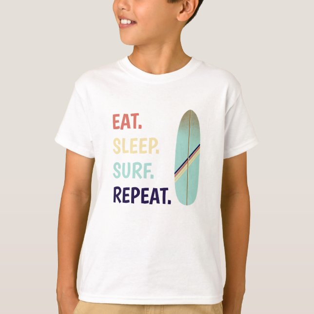 Cool Retro Vintage Blue Surfboard  Surf   T-Shirt (Front)