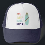 Cool Retro Vintage Blue Surfboard  Surfer  Trucker Hat<br><div class="desc">Old vintage style surfboard illustration hat</div>