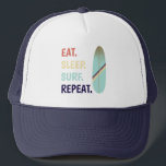 Cool Retro Vintage Blue Surfboard  Surfer  Trucker Hat<br><div class="desc">Old vintage style surfboard illustration hat</div>