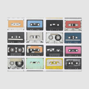Cool retro vintage cassettes mix tapes pattern tissue paper