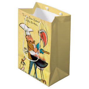 Cool retro vintage Husband Birthday Medium Gift Bag