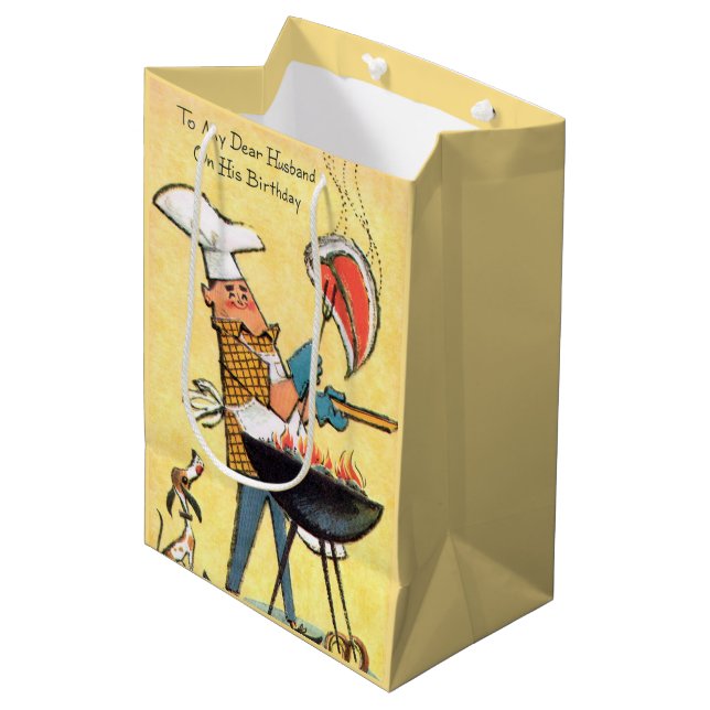 Cool retro vintage Husband Birthday Medium Gift Bag (Front Angled)