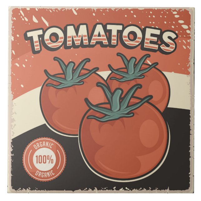 Cool retro vintage vegetable lovers tile (Front)