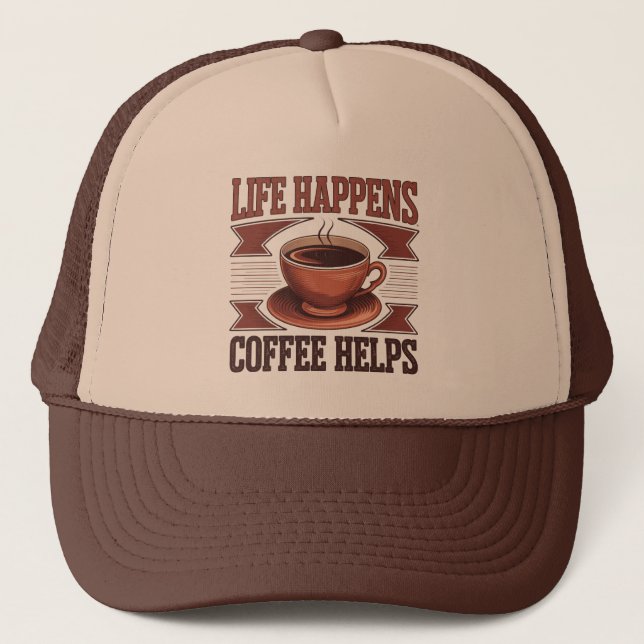 Cool retro word art coffee  trucker hat (Front)