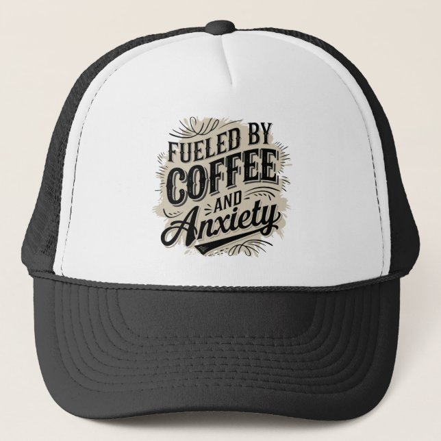 Cool retro word art coffee  trucker hat (Front)