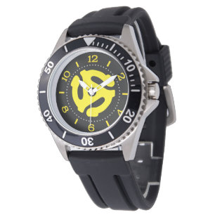 COOL Retro Yellow 45 spacer DJ Dial Watch