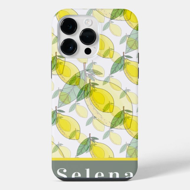 Cool Retro Yellow Black Lemon Pattern  iPhone Case (Back)