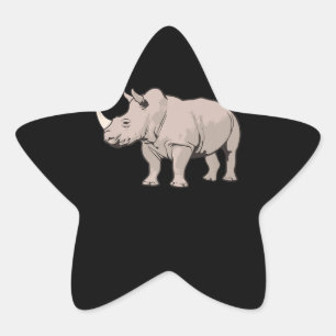 Cool Rhino Cute Chubby Rhino Star Sticker