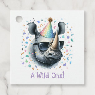 Cool Rhino "Wild One" Birthday Favour Tags