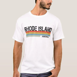 Cool Rhode Island State Retro Vintage Stripes T-Shirt