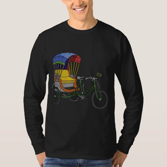 Cool Rikshaw Bike Artwork Bangladesh Flag T-Shirt (Front)