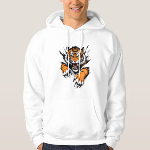 Cool Ripped Angry Tiger Graphic Hoodie