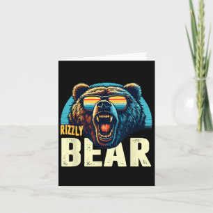 Cool Rizzly Bear Wearinng Sungles Hiking Camping C Card