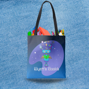 Cool Robot Reading & Learn In Galaxy Personalised  Tote Bag