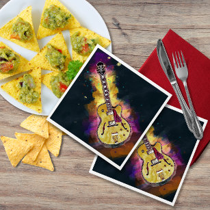 Cool Rock and Roll Band Guitar Art Napkin