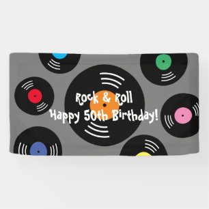 Cool Rock and Roll Birthday party banner sign
