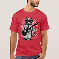 Cool Rock And Roll Cat Playing electric Guitar