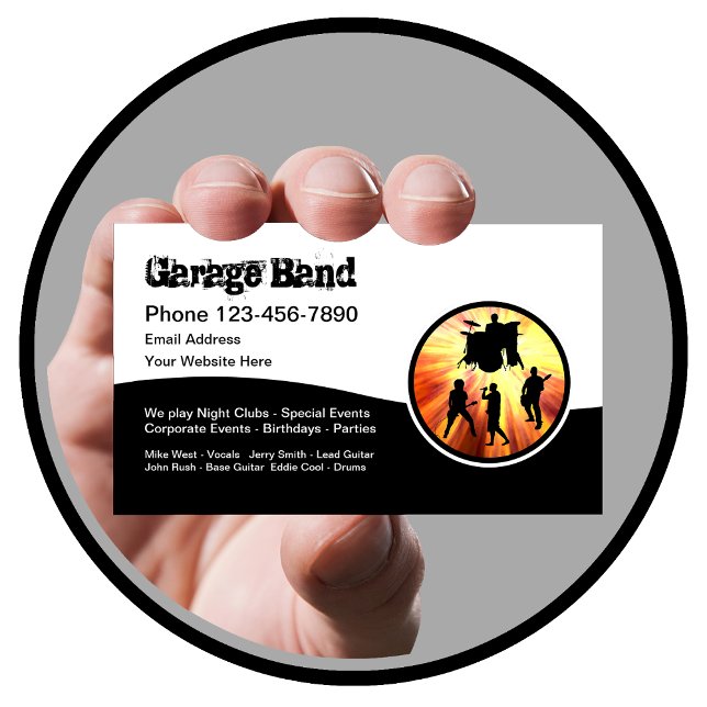 Cool Rock And Roll Garage Band Business Card (Creator Uploaded)