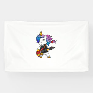 Cool rock and roll unicorn with guitar for rock fa banner