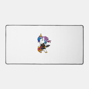 Cool rock and roll unicorn with guitar for rock fa desk mat