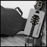 Cool Rock Guitar Music Travel Luggage Tag<br><div class="desc">A graphic image of a black acoustic guitar neck on grey,  with custom name</div>