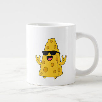 Cool Rock On Cheese Character With Sunglasses Large Coffee Mug
