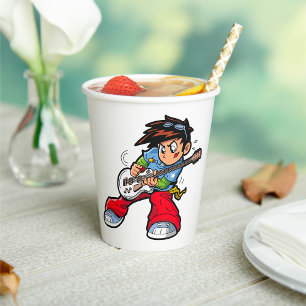 Cool Rock Star Guitarist Fun Musician  Paper Cups