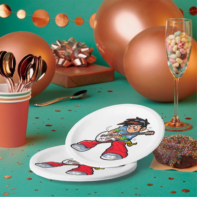 Cool Rock Star Guitarist Fun Musician  Paper Plate (Creator Uploaded)