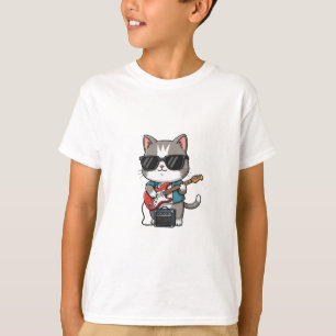 Cool Rocker Cat Electric Guitar Kids T-Shirt