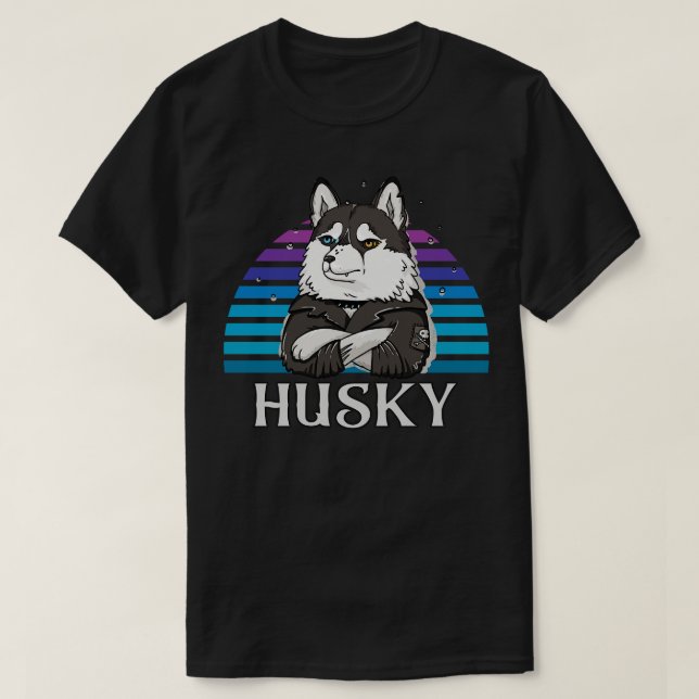 Cool Rocker Husky Dog Lover T-Shirt (Design Front)