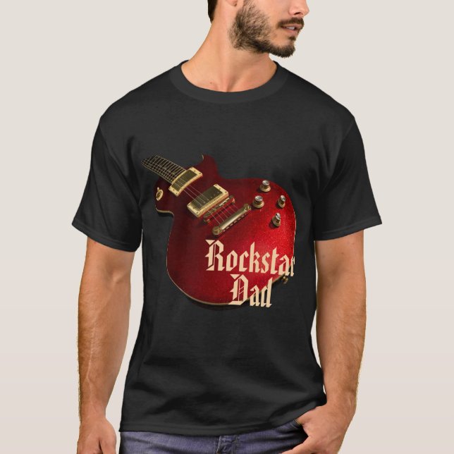 Cool Rockstar Dad Red Guitar World Tour Concert T-Shirt (Front)