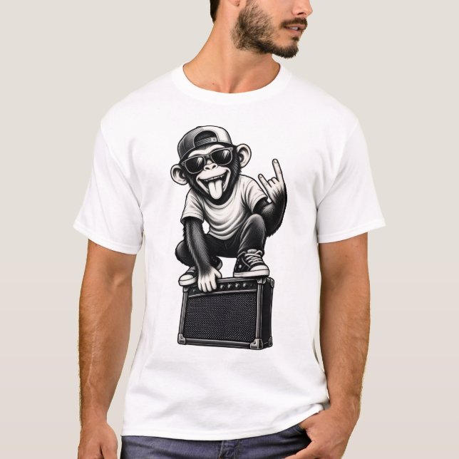 Cool Rockstar Monkey  T-Shirt (Front)