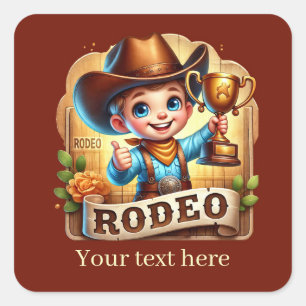 Cool Rodeo Cowboy add text  Square Sticker