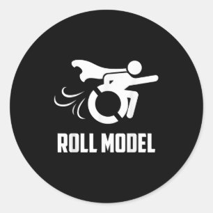Cool Roll Model _ Funny Handicapped Person Wheelch Classic Round Sticker