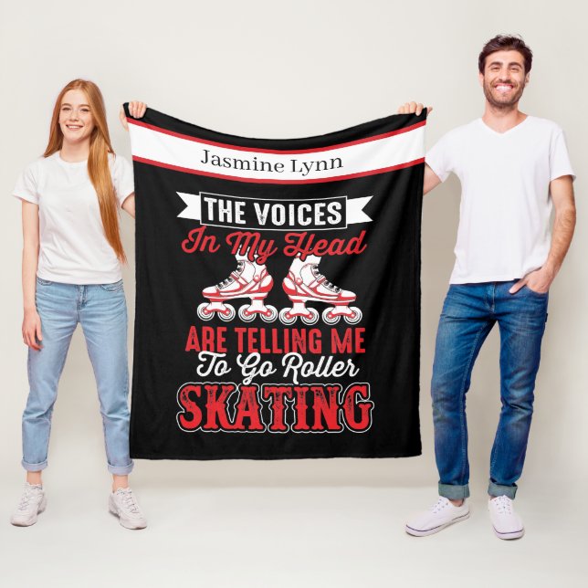 cool roller skating add name  fleece blanket (In Situ)