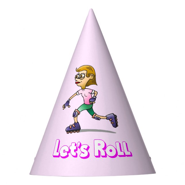 Cool Roller Skating Girl Party Hat (Front)