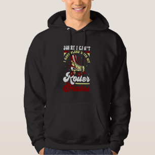 Cool Roller Skating Skate Girl 1970s Retro Sorry I Hoodie