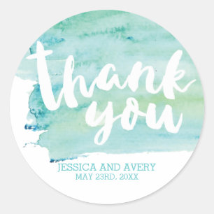 Cool Romance Watercolor Thank You Classic Round Sticker