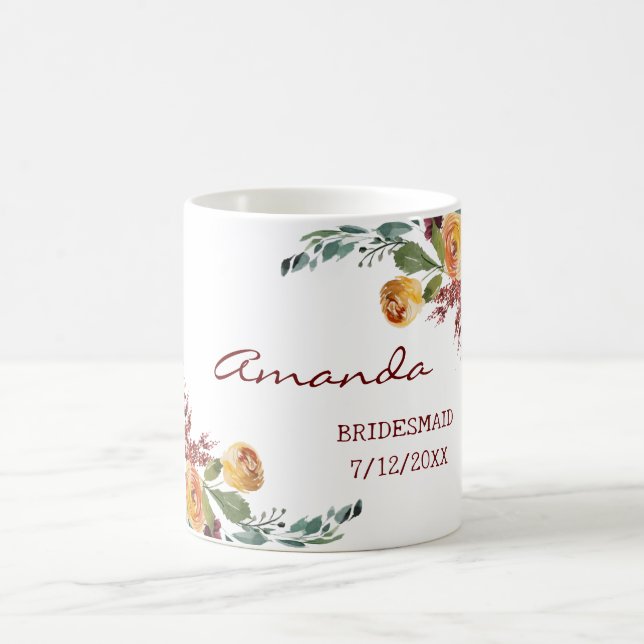 Cool romantic floral bridesmaid mug (Center)