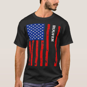 Cool Roofer Accessories Things Stuff USA Flag Prem T-Shirt