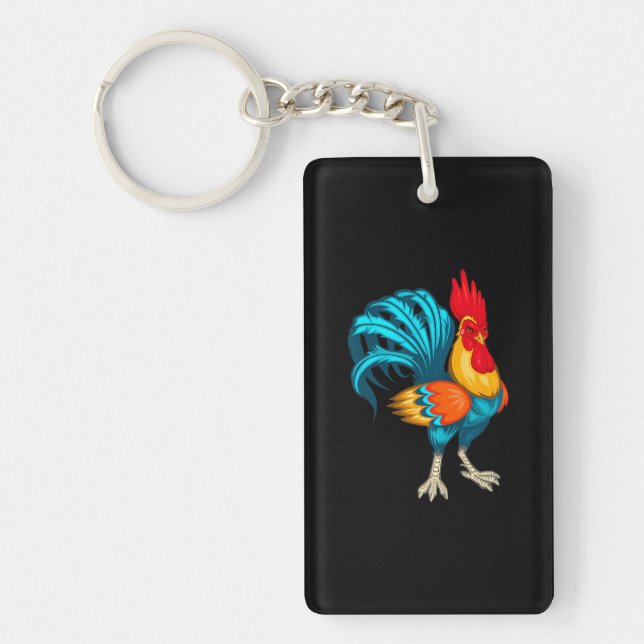 Cool Rooster Mexican Roosters Chicken Farm Animal Key Ring (Front)