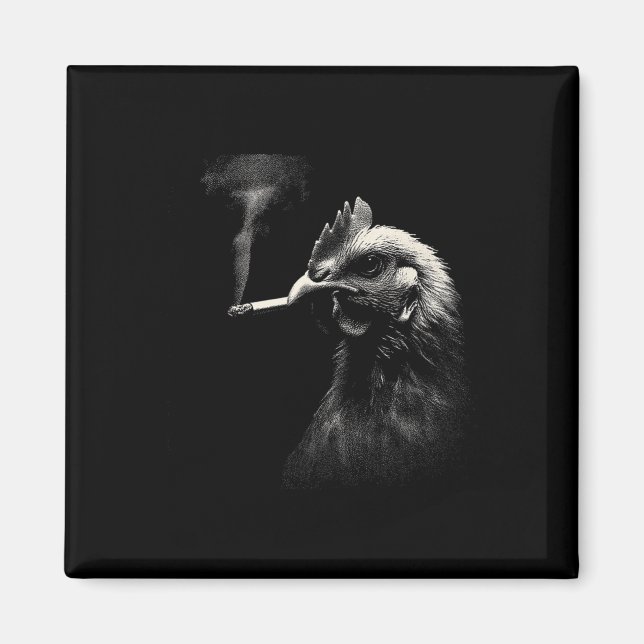 Cool Rooster Smoking Cigarette Art Graphic  Magnet (Front)