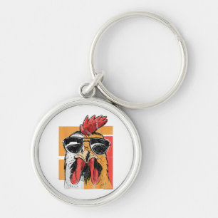 Cool Rooster Wearing Sunglasses Retro Vintage Chic Key Ring