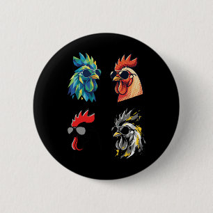 Cool Rooster Wearing Sungles Funny Farm Chicken  6 Cm Round Badge