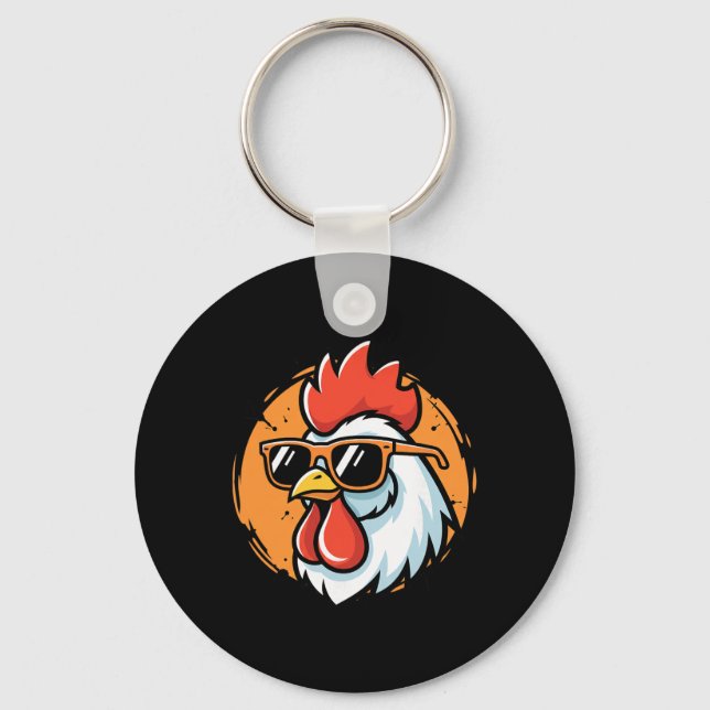 Cool Rooster With Shades, Chicken  Key Ring (Front)