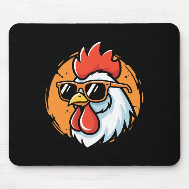 Cool Rooster With Shades, Chicken  Mouse Pad (Front)