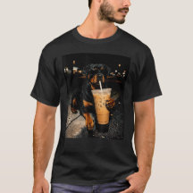 Cool Rottweiler Dog Drinking Iced Coffee 